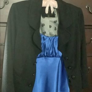 The Limited Black eyelet close blazer XS and BCX Royal Camisole M